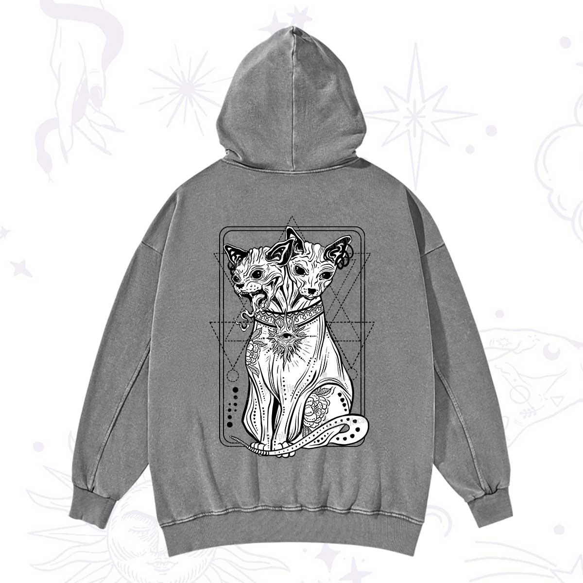 Purplehecate The Cat Goddess Bastet Washed Hoodie