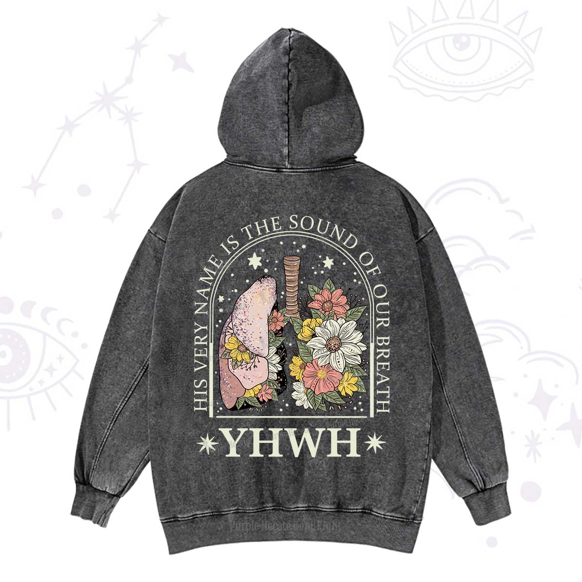 Purplehecate His Very Name Is The Sound Of Our Breath Washed Hoodie