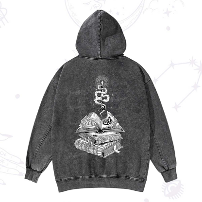 Purplehecate Spellbook And Guardian Serpent Washed Hoodie