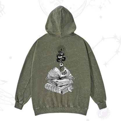 Purplehecate Spellbook And Guardian Serpent Washed Hoodie