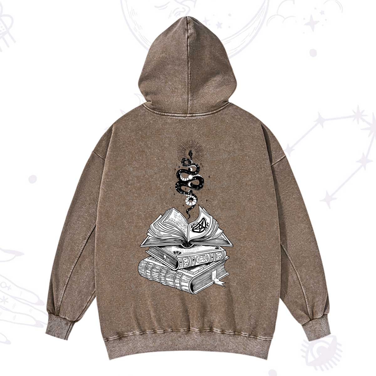 Purplehecate Spellbook And Guardian Serpent Washed Hoodie