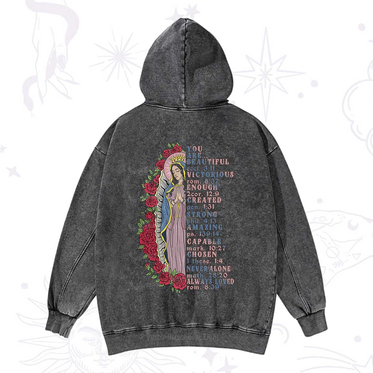 Purplehecate Biblical Blessings Washed Hoodie