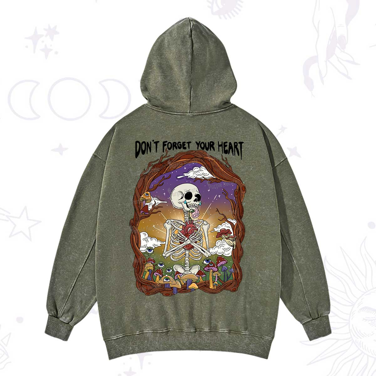 Purplehecate Don't Forget Your Heart Washed Hoodie