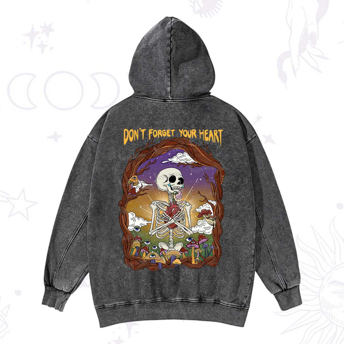 Purplehecate Don't Forget Your Heart Washed Hoodie