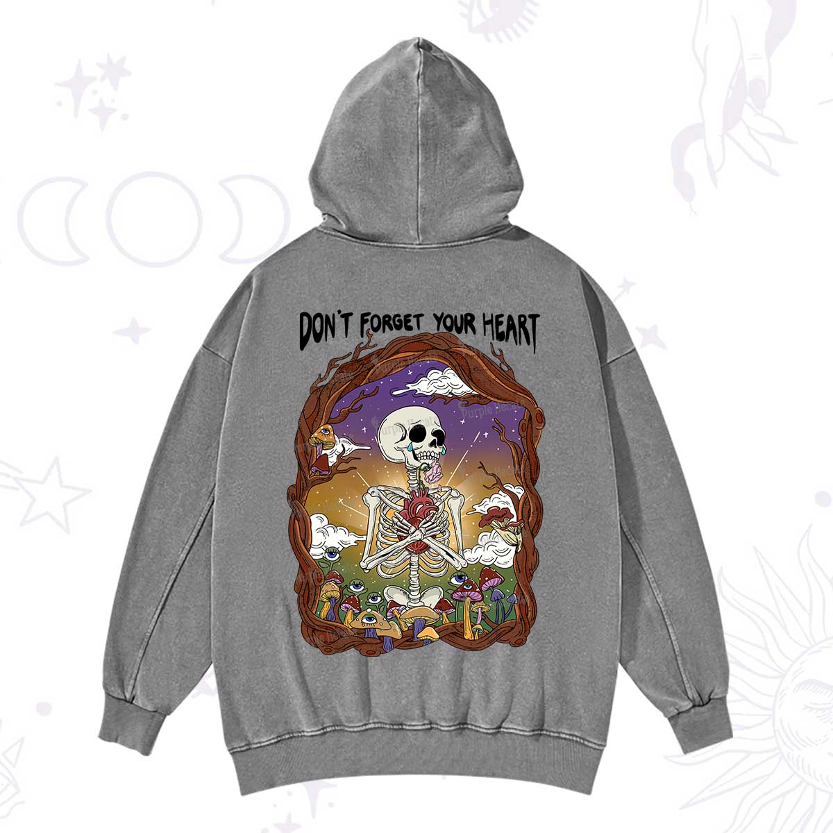 Purplehecate Don't Forget Your Heart Washed Hoodie