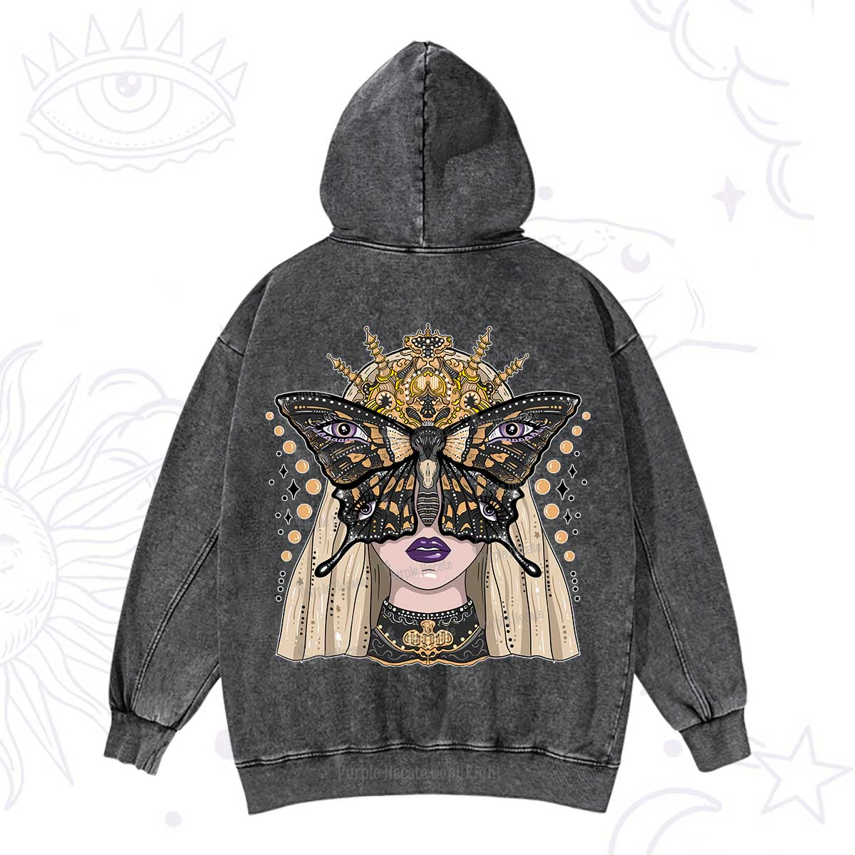 Purplehecate Butterfly Witchy Washed Hoodie