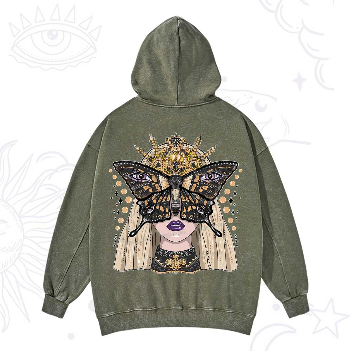 Purplehecate Butterfly Witchy Washed Hoodie