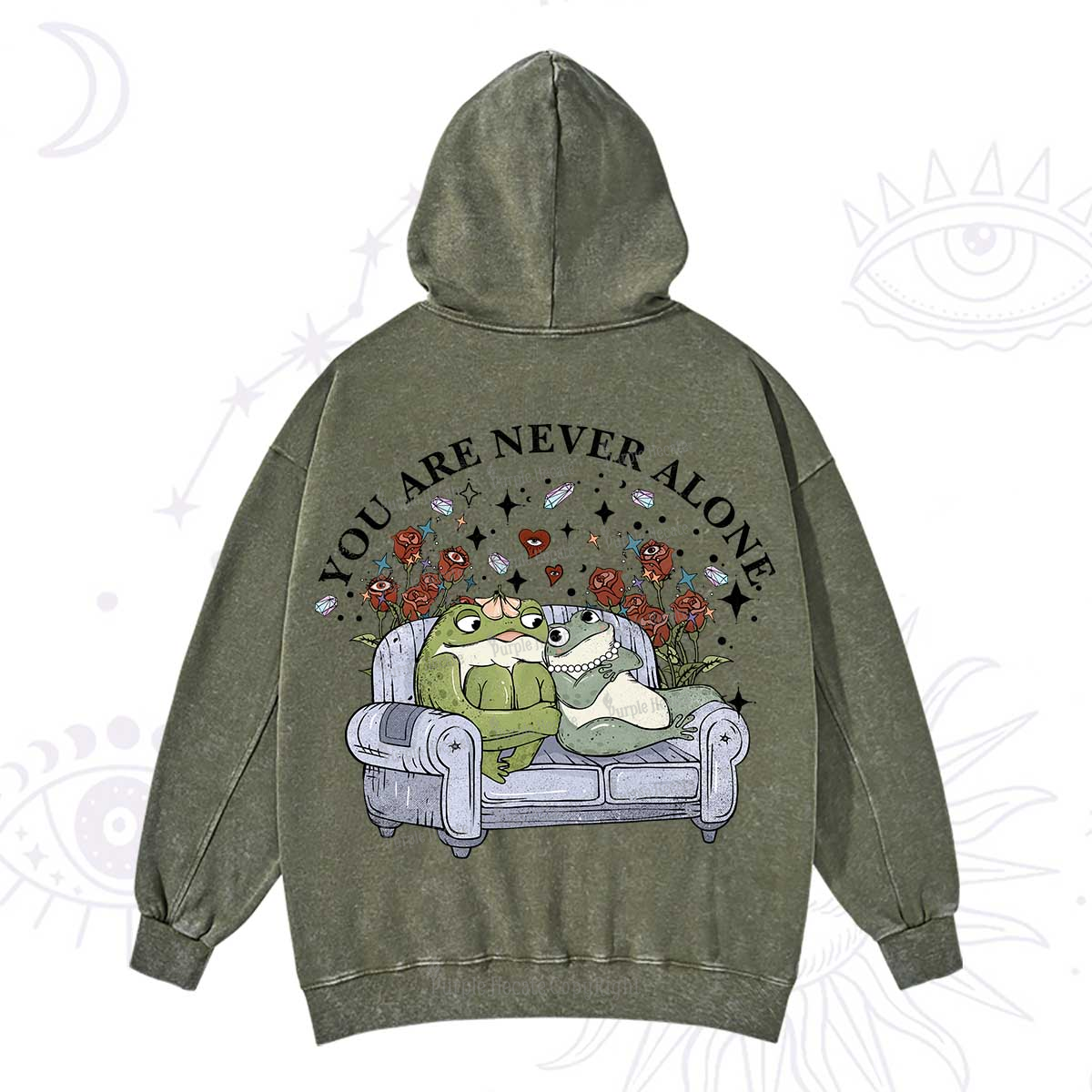 Purplehecate Your Are Never Alone Washed Hoodie