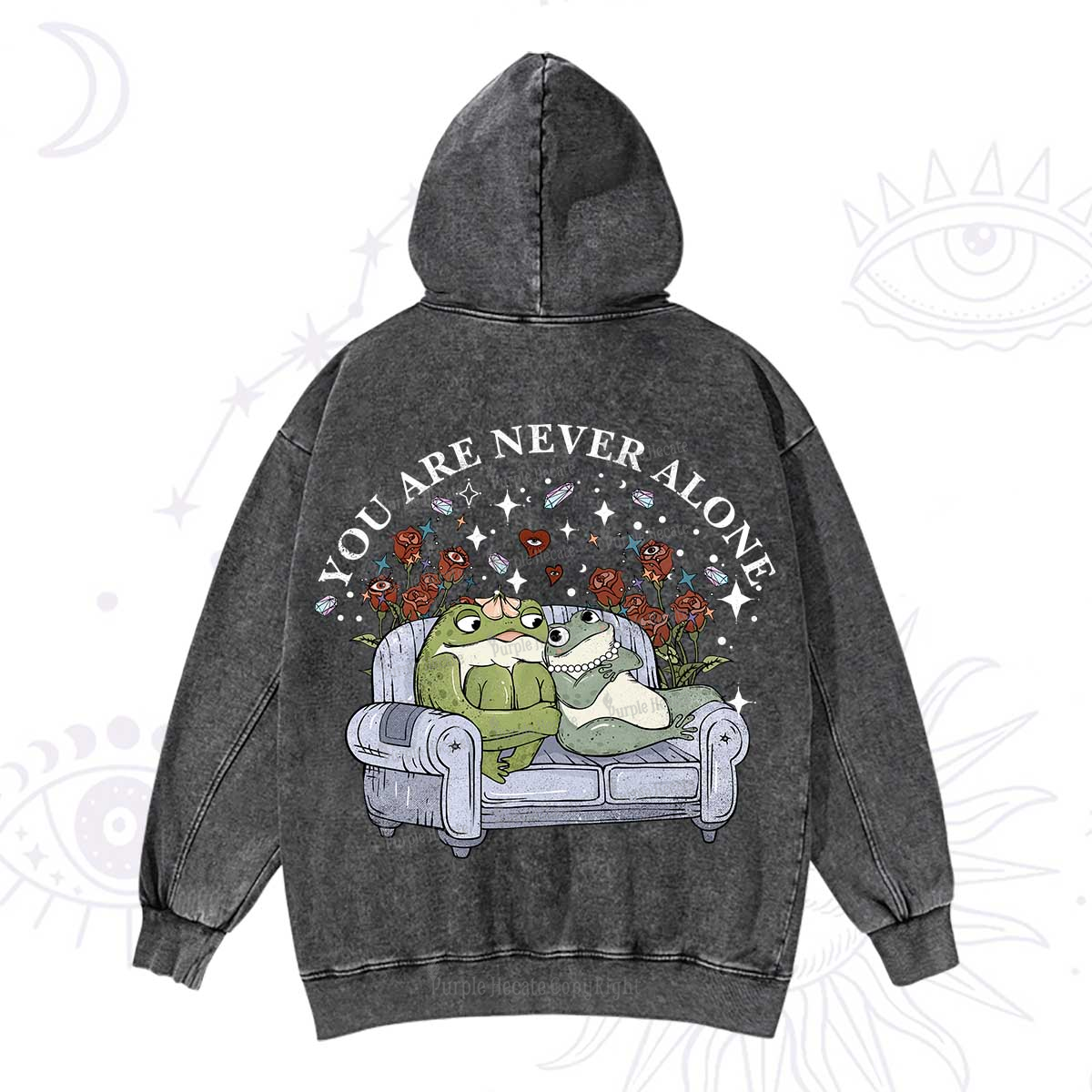 Purplehecate Your Are Never Alone Washed Hoodie