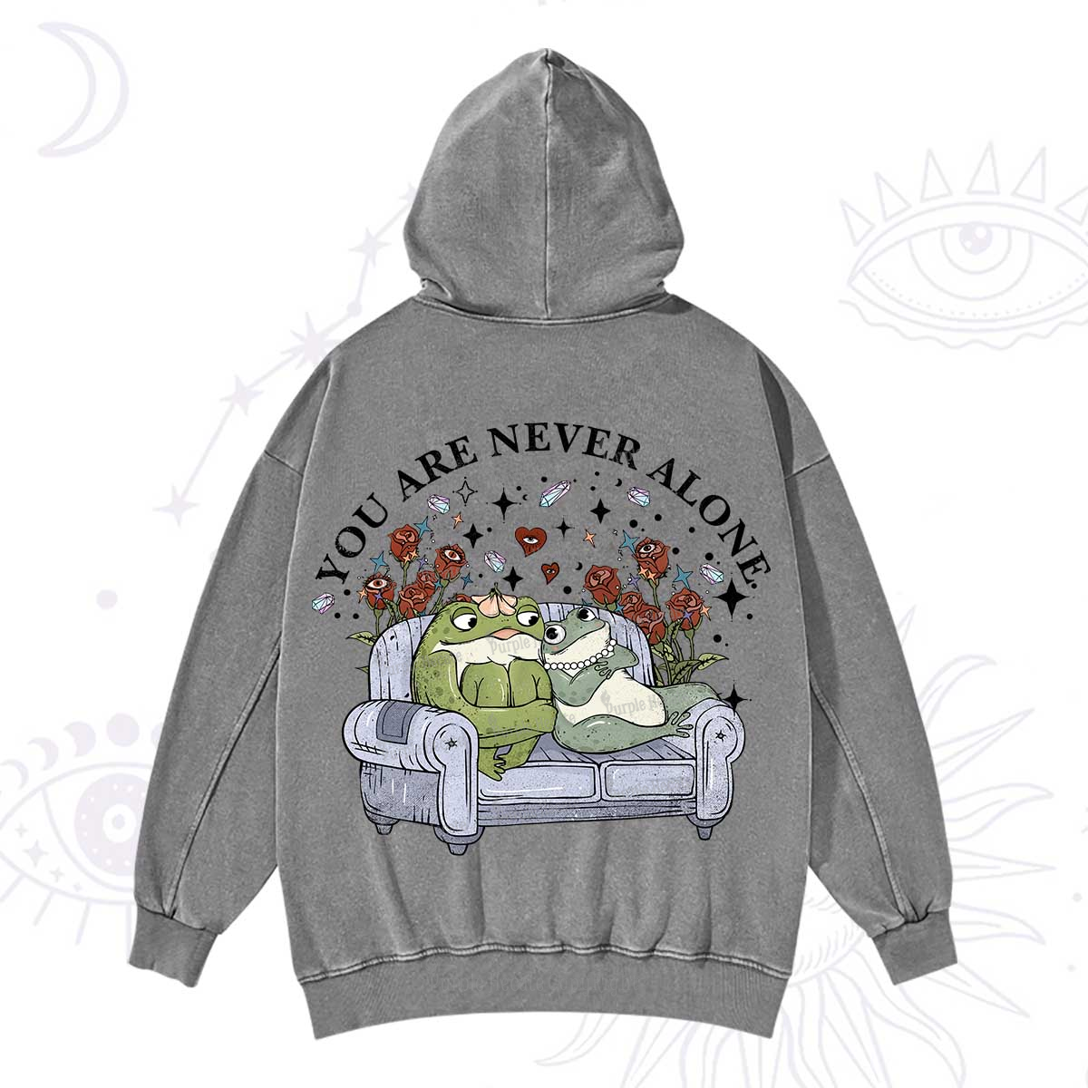 Purplehecate Your Are Never Alone Washed Hoodie