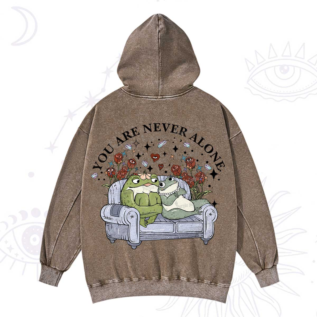 Purplehecate Your Are Never Alone Washed Hoodie