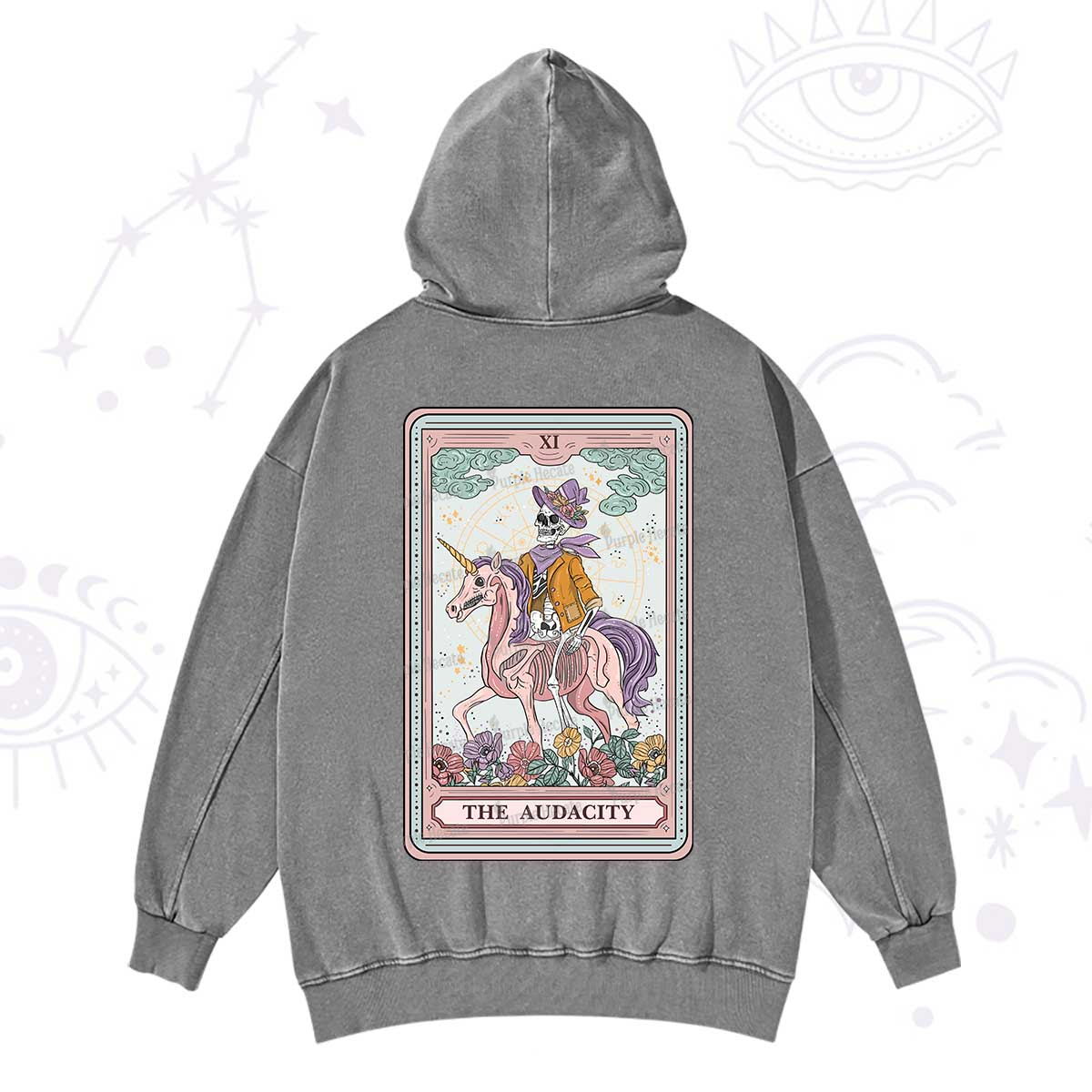 Purplehecate The Audacity Tarot Card Washed Hoodie