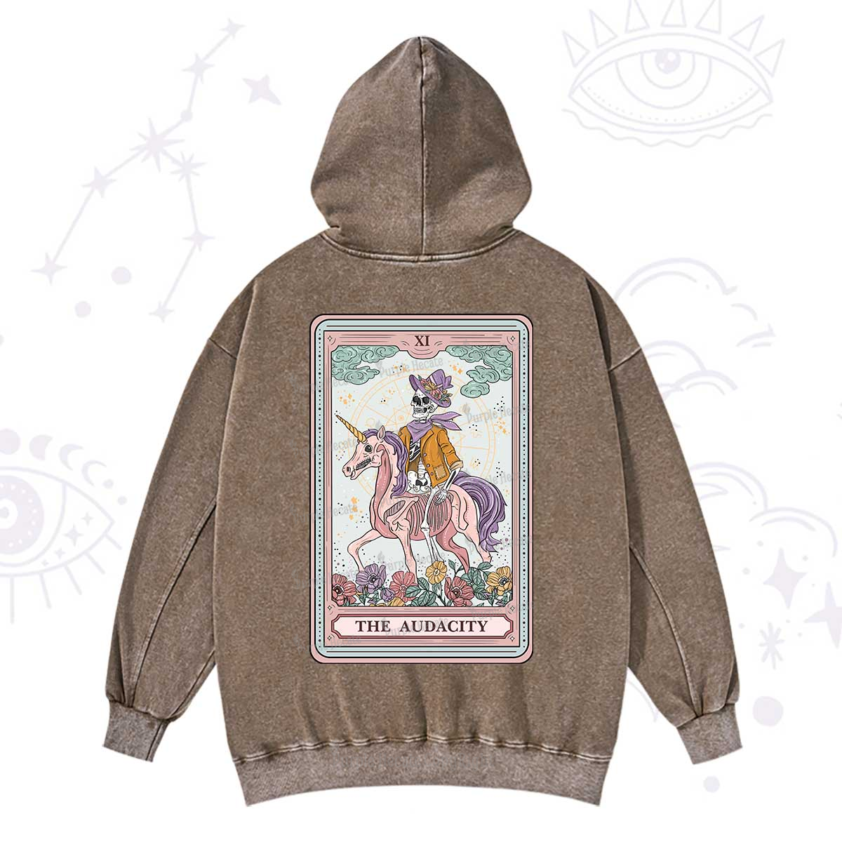 Purplehecate The Audacity Tarot Card Washed Hoodie