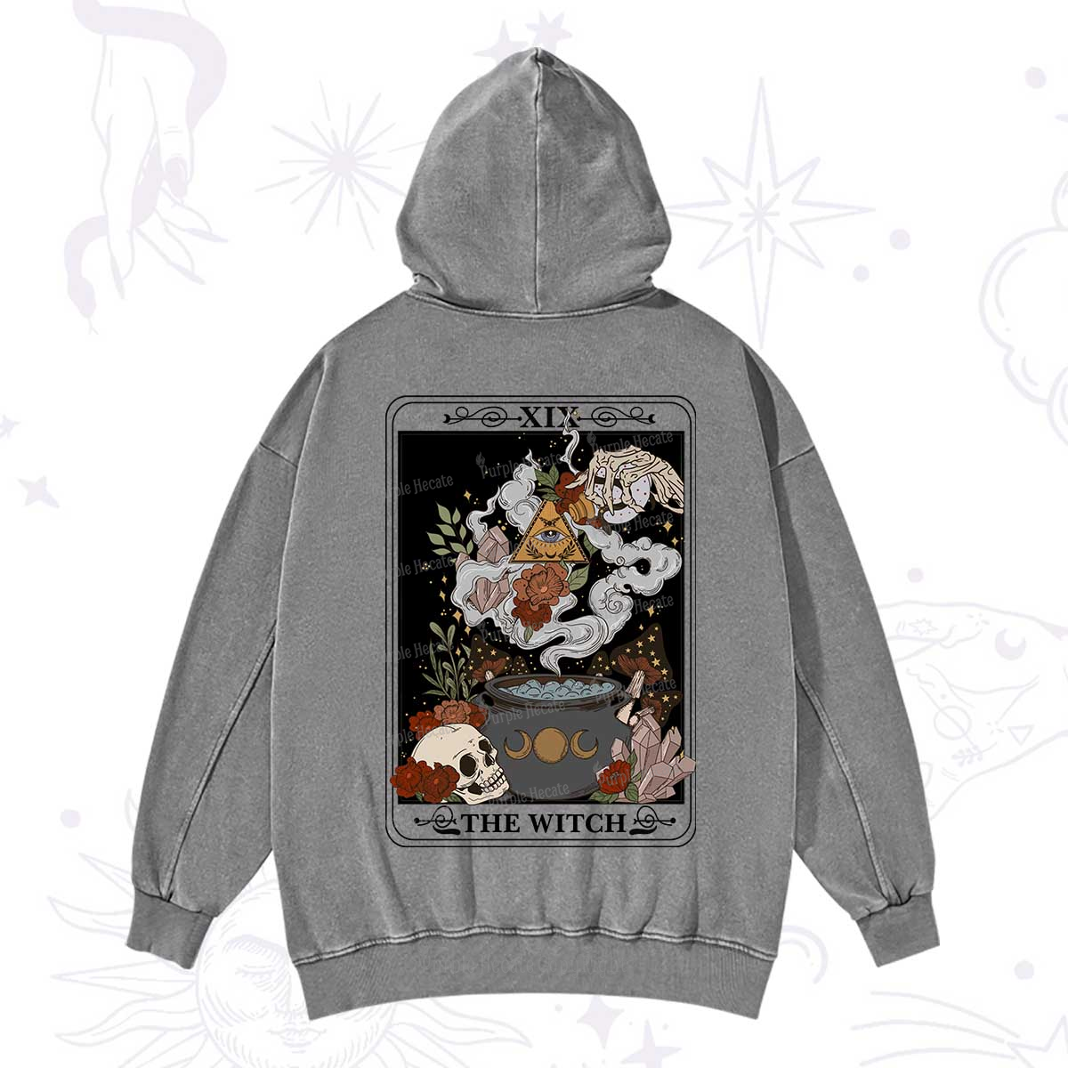 Purplehecate The Witch Tarot Washed Hoodie