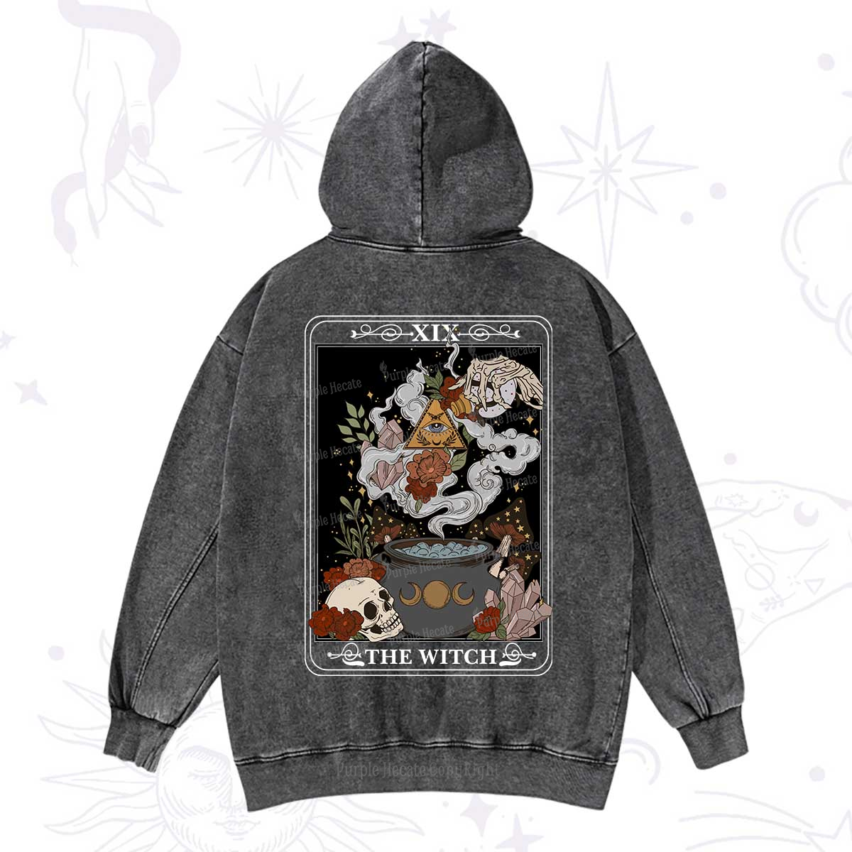 Purplehecate The Witch Tarot Washed Hoodie