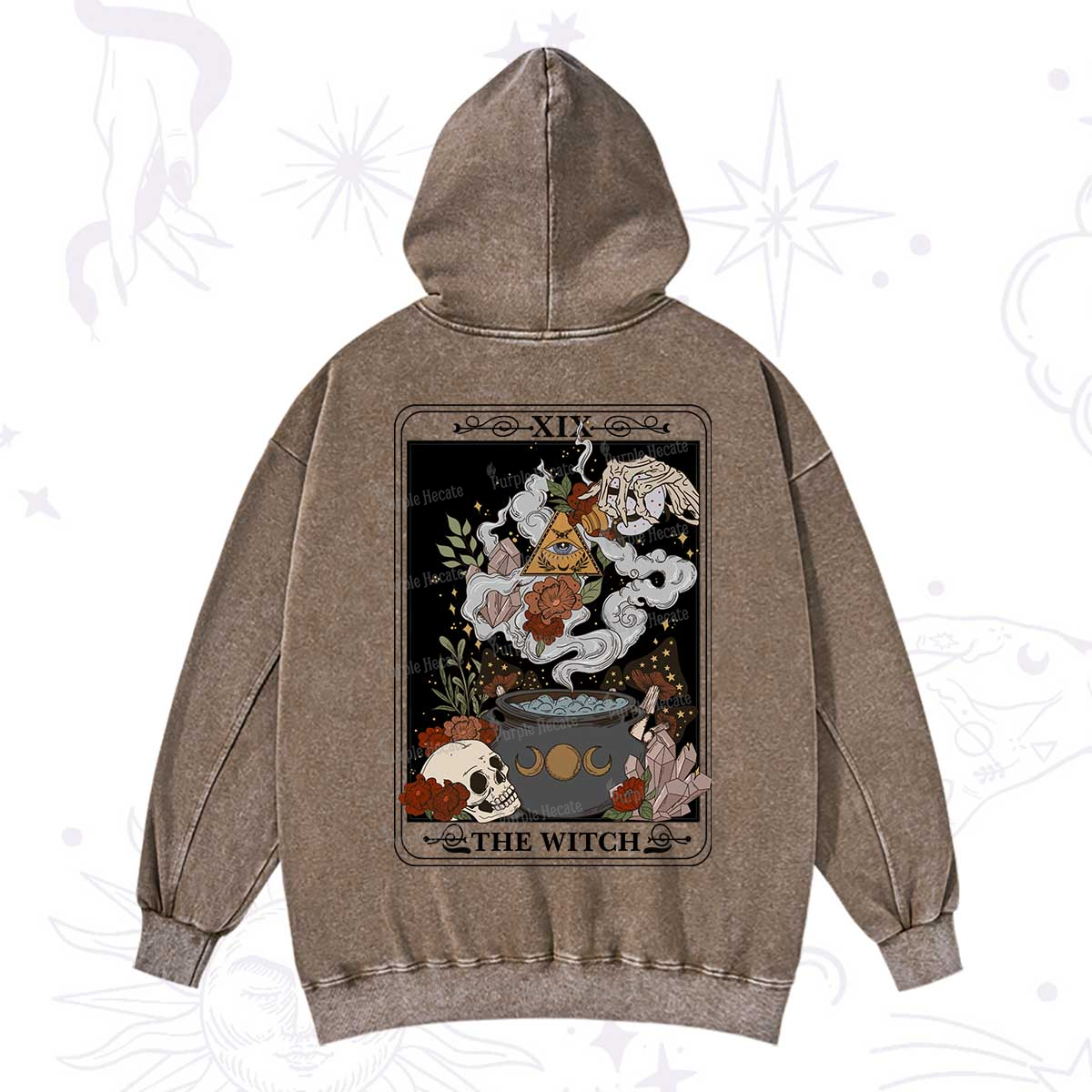 Purplehecate The Witch Tarot Washed Hoodie