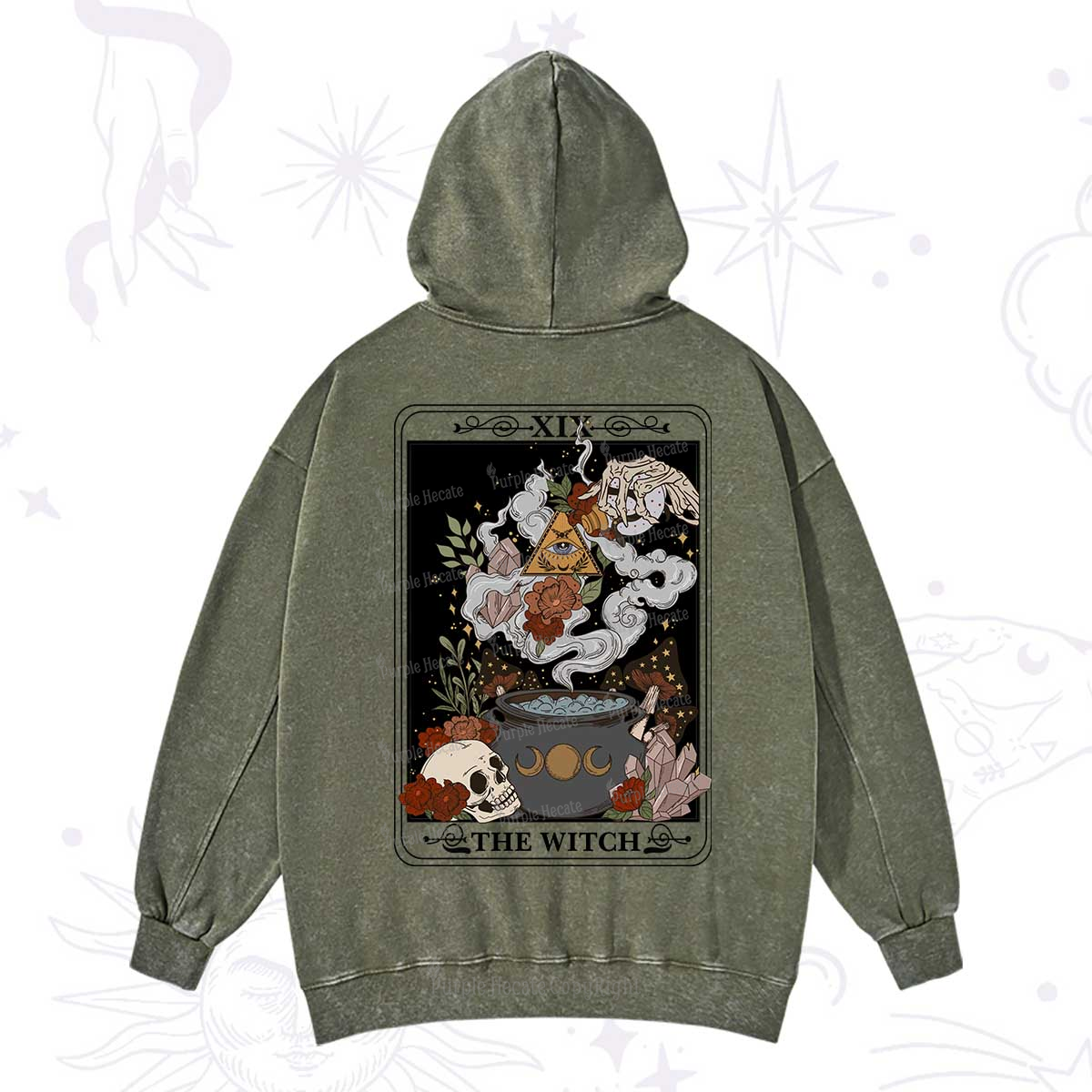 Purplehecate The Witch Tarot Washed Hoodie