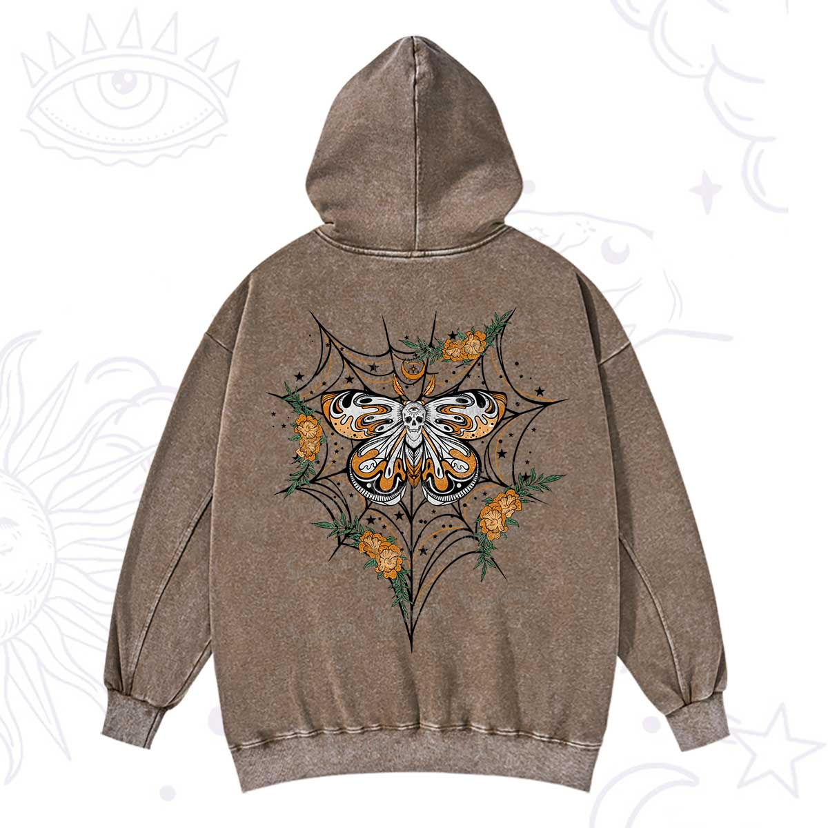Purplehecate Death Head Moth Washed Hoodie