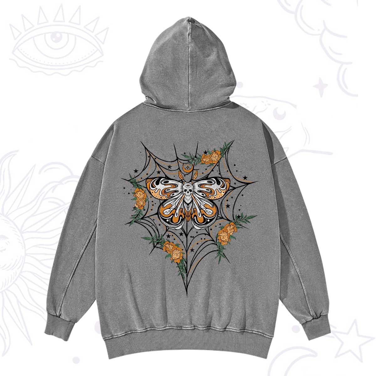 Purplehecate Death Head Moth Washed Hoodie