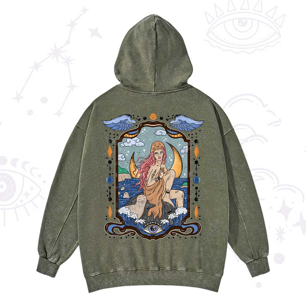 Purplehecate Selkie Woman Washed Hoodie