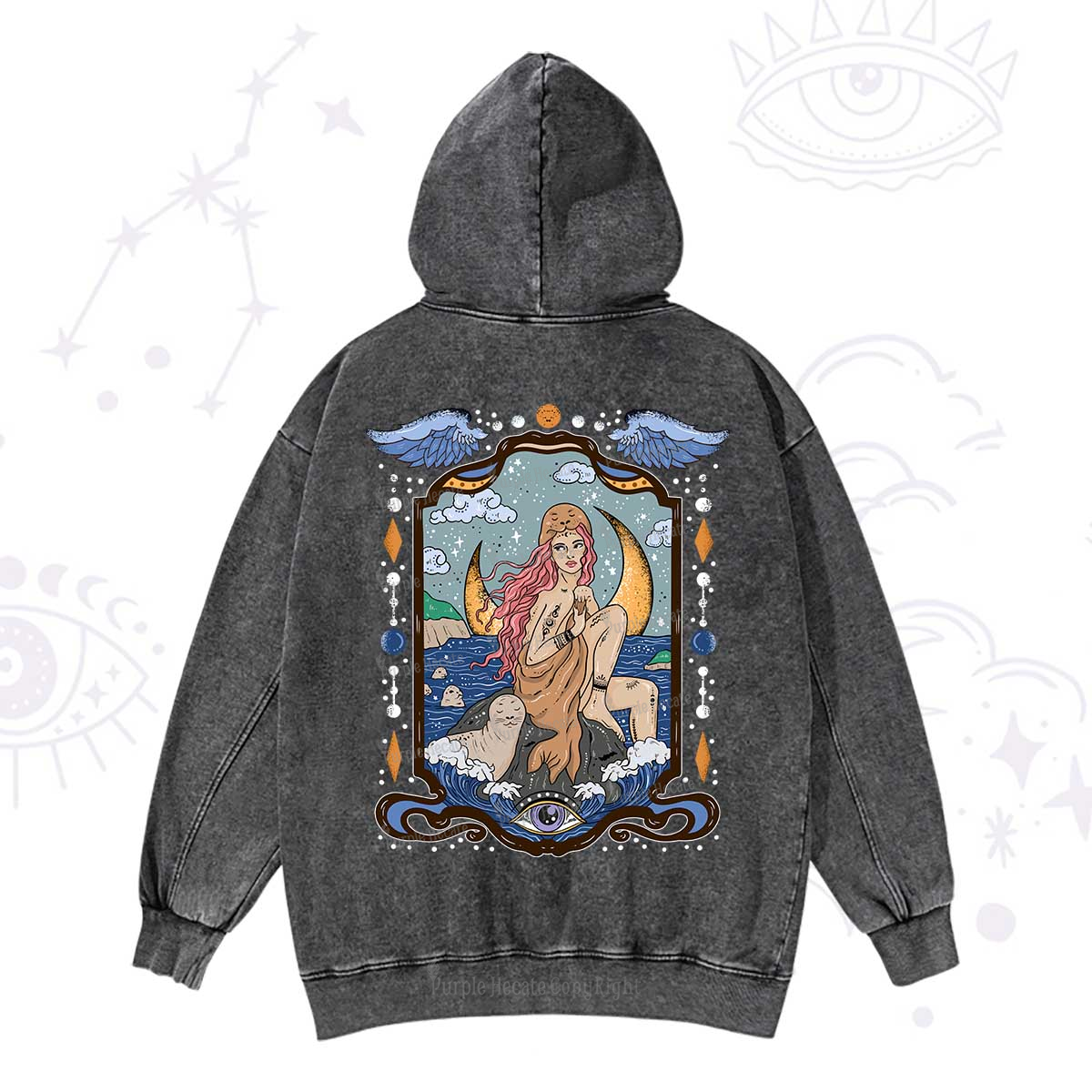 Purplehecate Selkie Woman Washed Hoodie