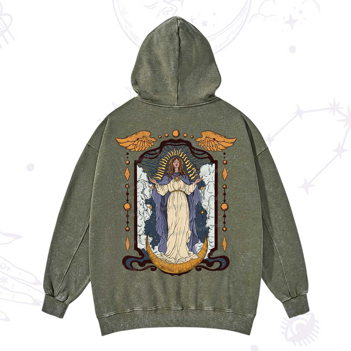 Purplehecate Holy Guardian Washed Hoodie