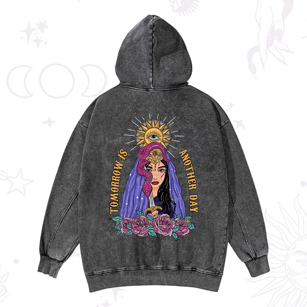 Purplehecate Prophetic Eye Witch Washed Hoodie