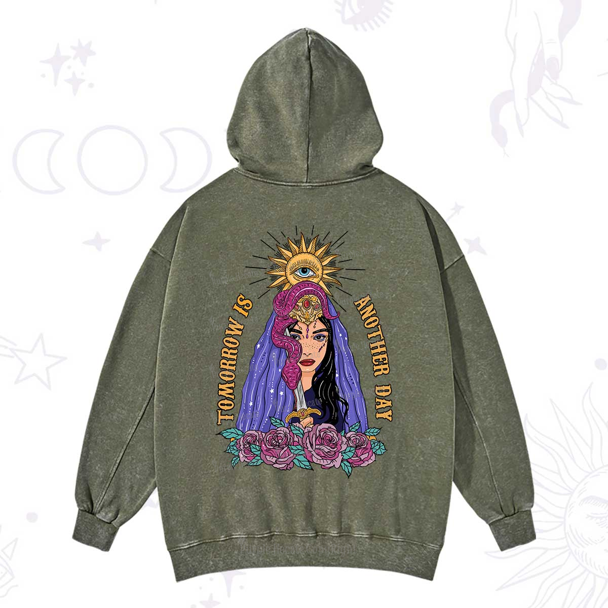 Purplehecate Prophetic Eye Witch Washed Hoodie
