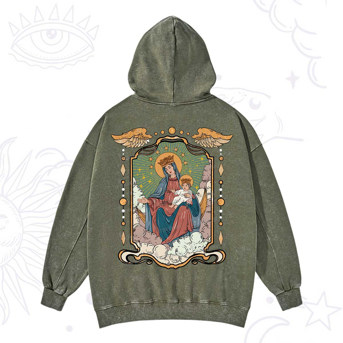Purplehecate The Lady Of the Rosary Washed Hoodie