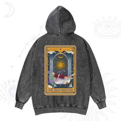Purplehecate The High Priestess Tarot Card Washed Hoodie