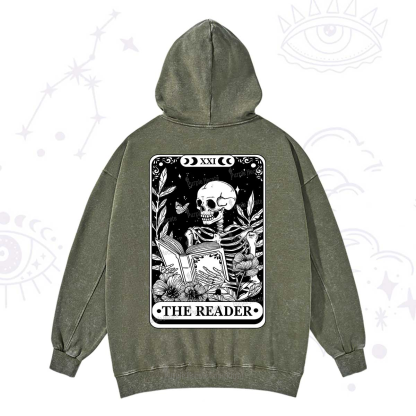 Purplehecate The Reader Tarot Card Washed Hoodie