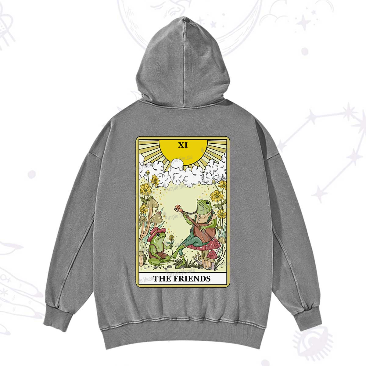 Purplehecate The Friends Tarot Card Washed Hoodie
