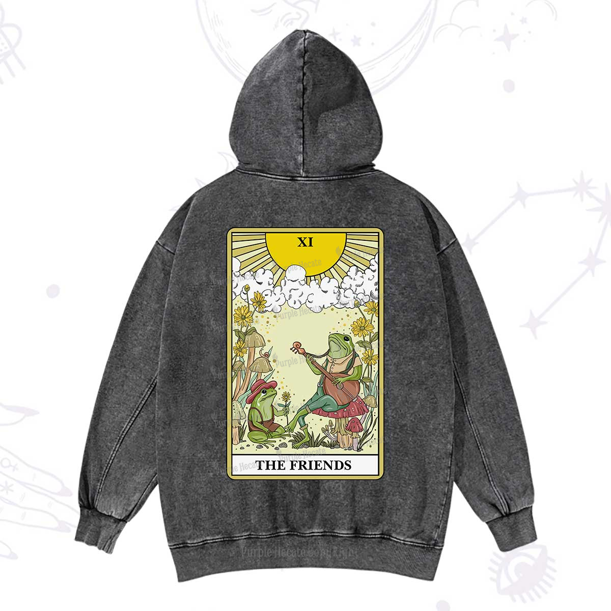 Purplehecate The Friends Tarot Card Washed Hoodie