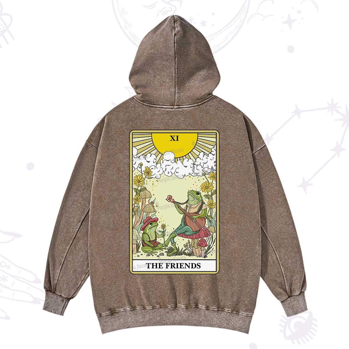 Purplehecate The Friends Tarot Card Washed Hoodie