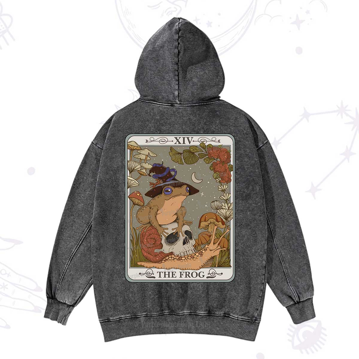 Purplehecate The Frog Tarot Washed Hoodie