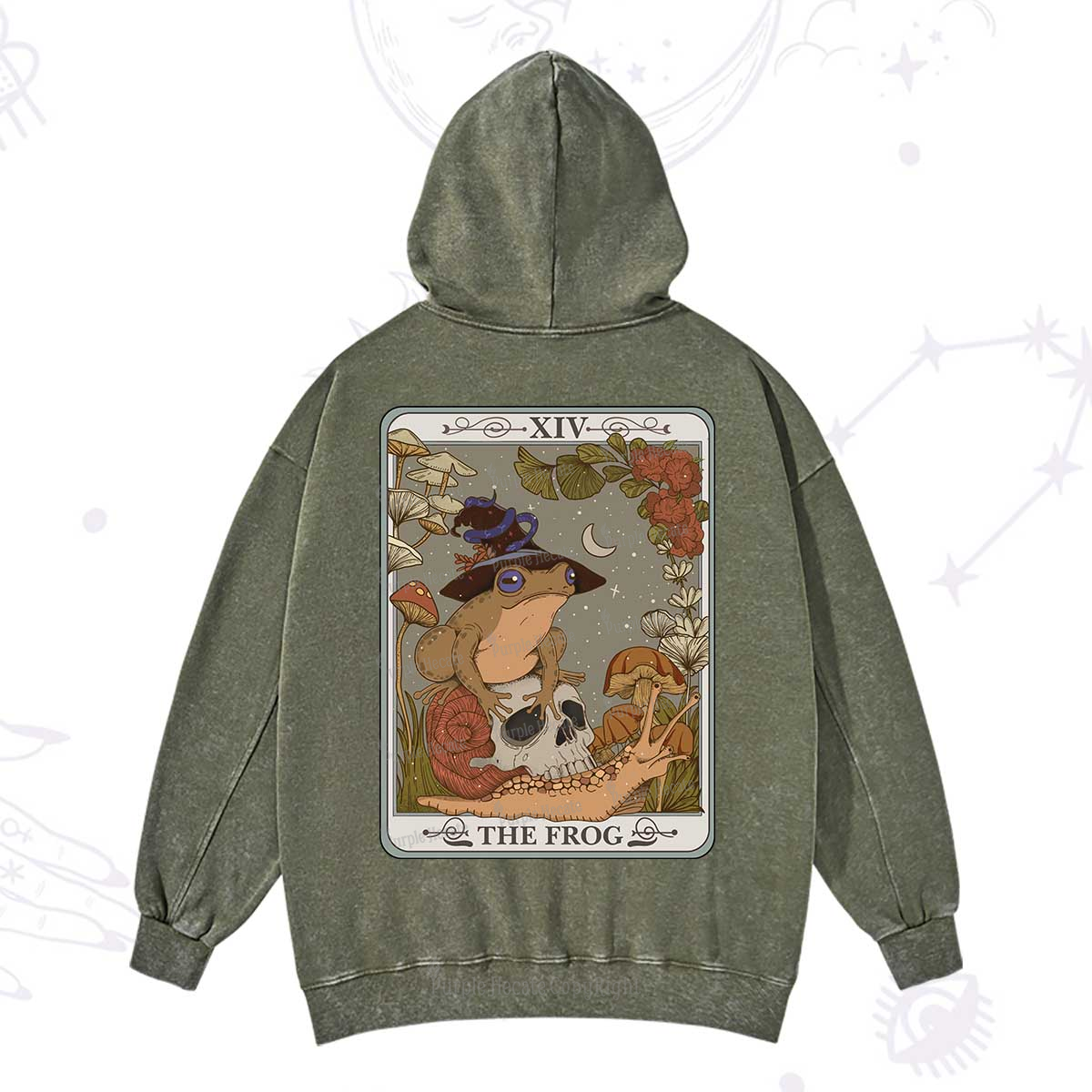 Purplehecate The Frog Tarot Washed Hoodie