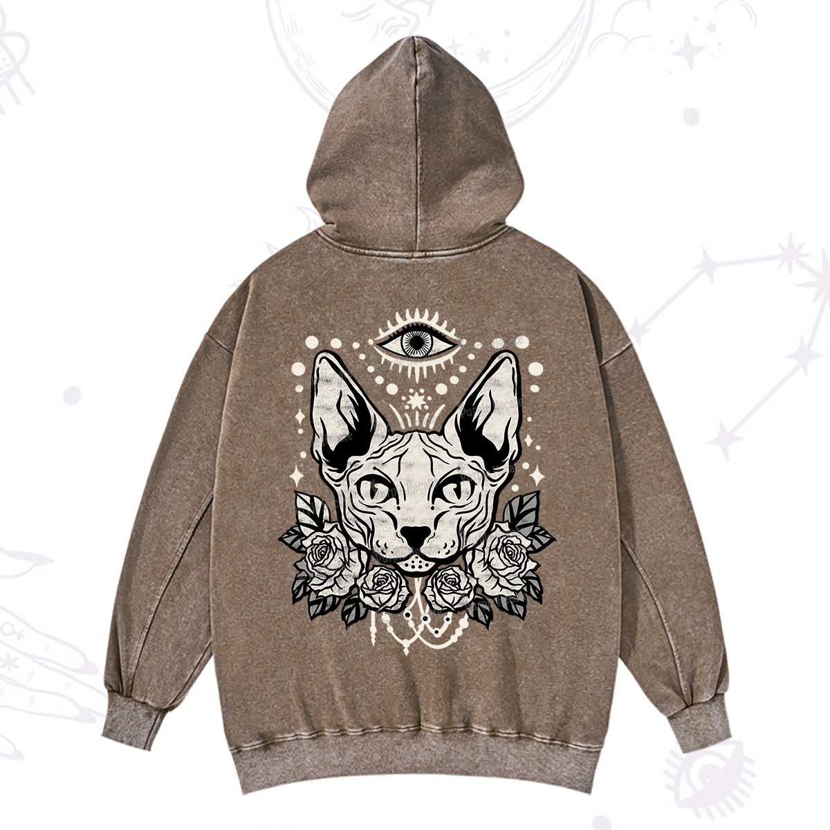 Purplehecate Mystical Cat Washed Hoodie