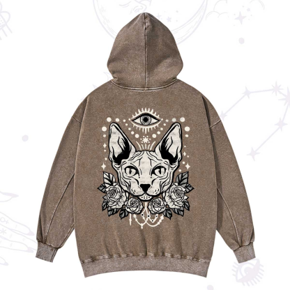 Purplehecate Mystical Cat Washed Hoodie