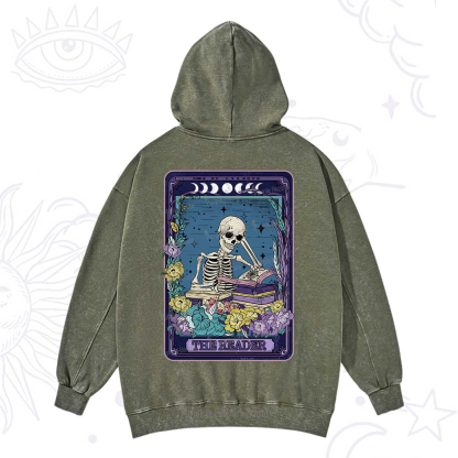 Purplehecate The Reader Tarot Card Washed Hoodie