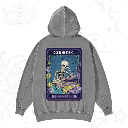 Purplehecate The Reader Tarot Card Washed Hoodie