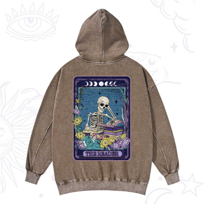 Purplehecate The Reader Tarot Card Washed Hoodie
