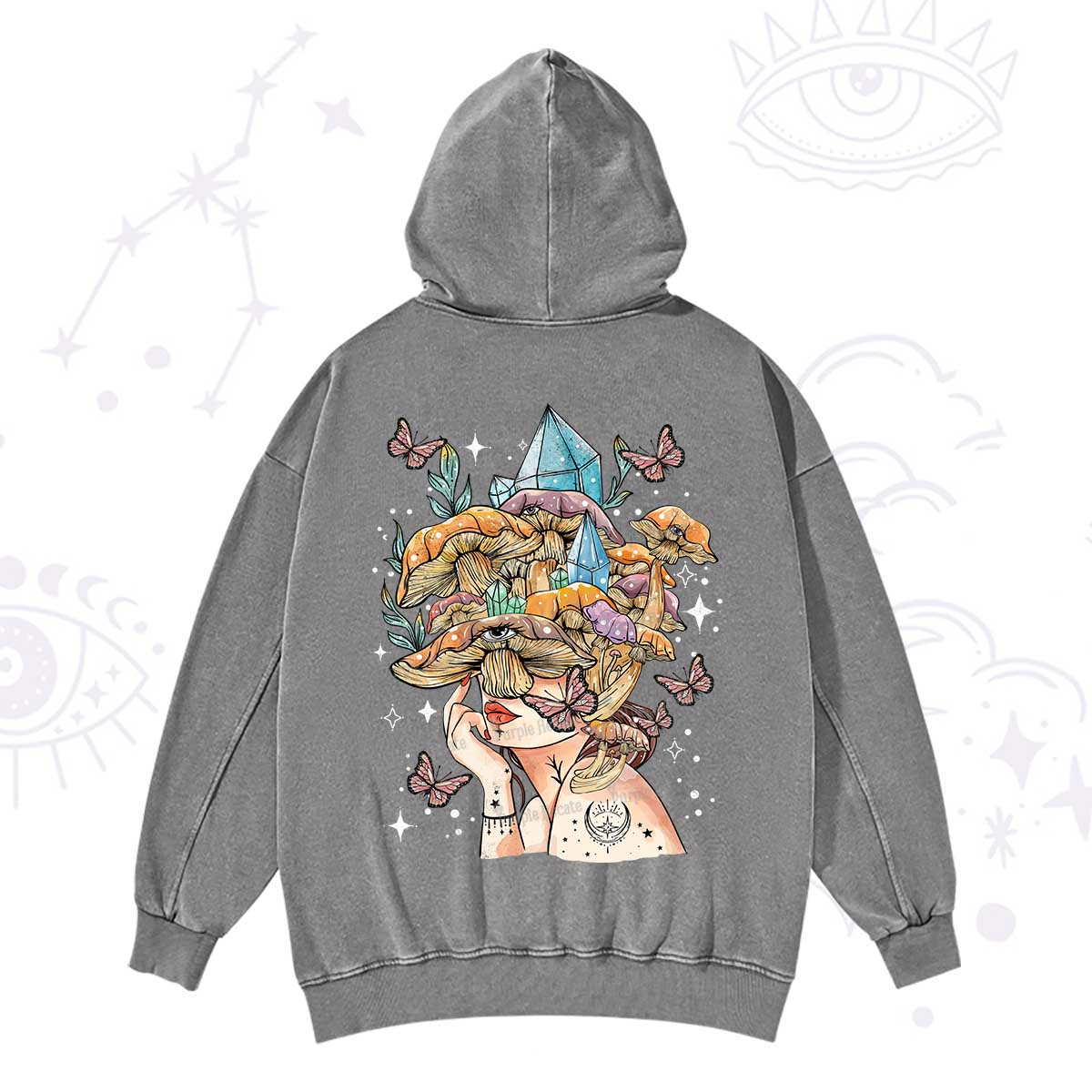 Purplehecate Crystal Goddess Washed Hoodie