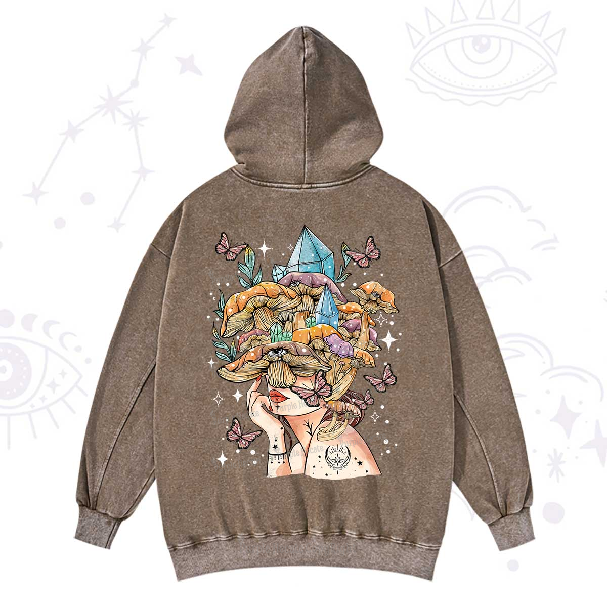 Purplehecate Crystal Goddess Washed Hoodie
