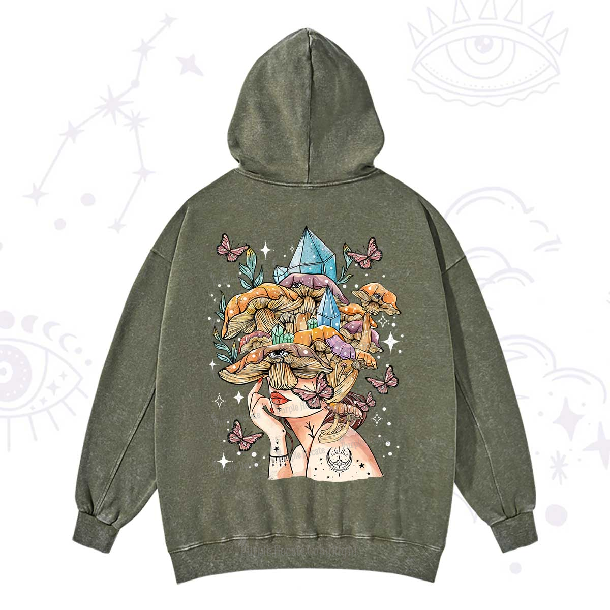Purplehecate Crystal Goddess Washed Hoodie