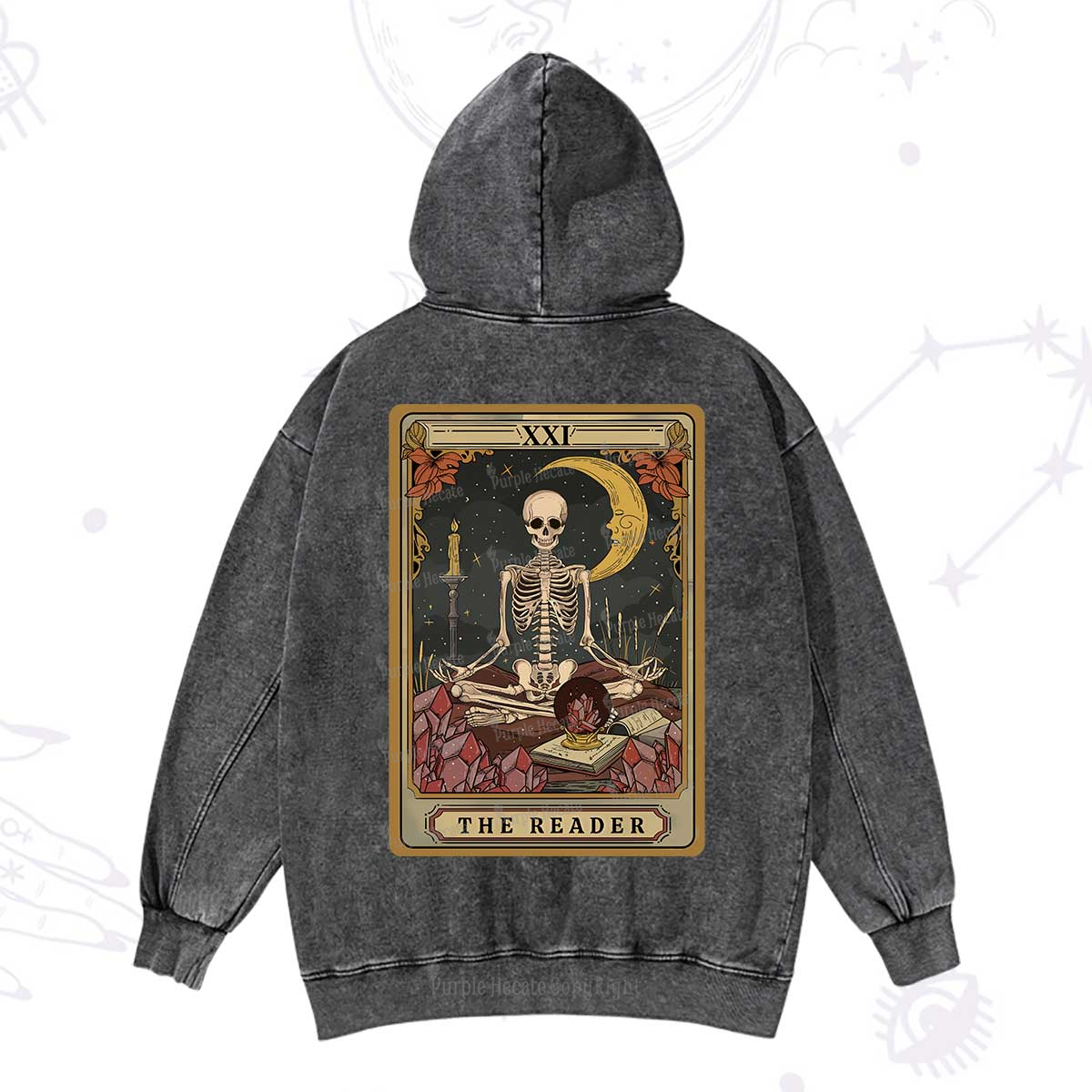 Purplehecate The Reader Tarot Washed Hoodie