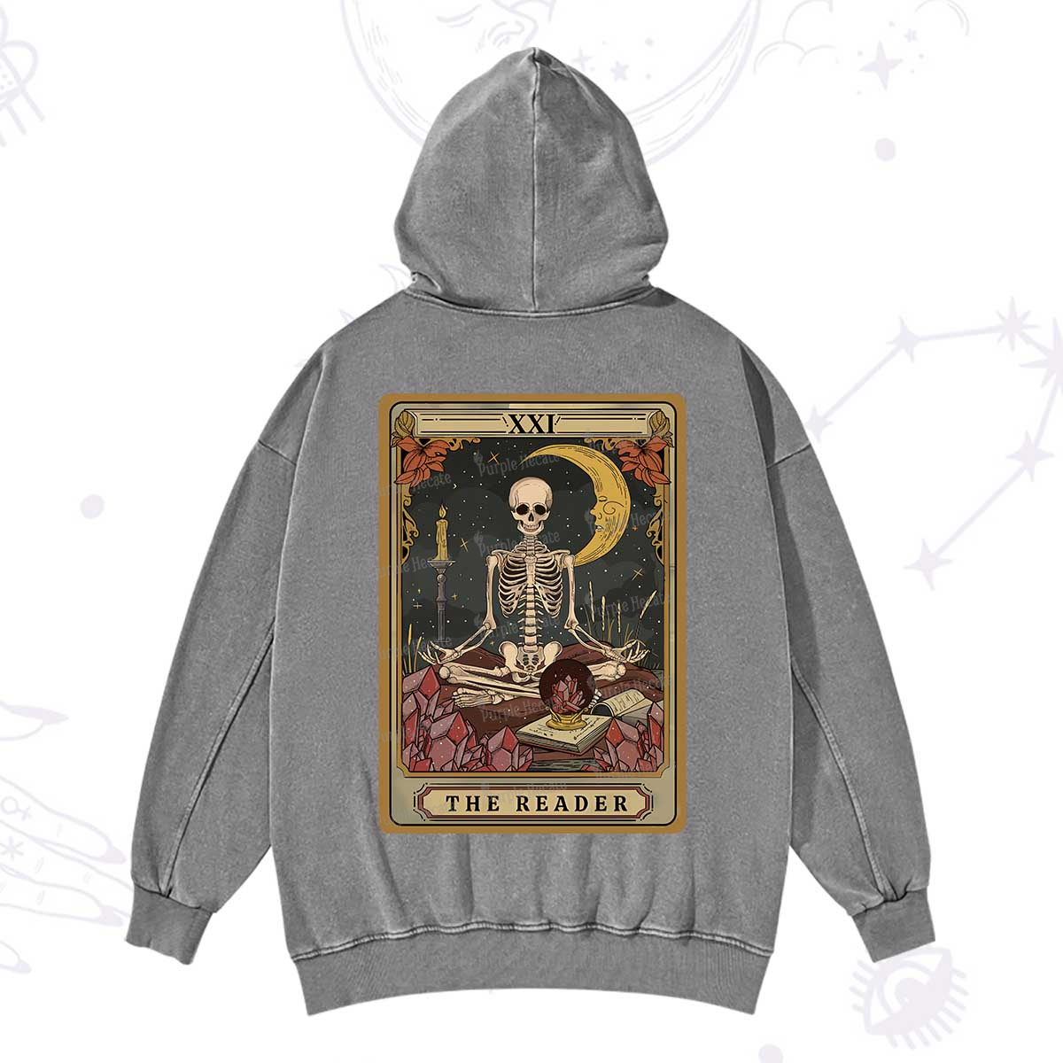 Purplehecate The Reader Tarot Washed Hoodie