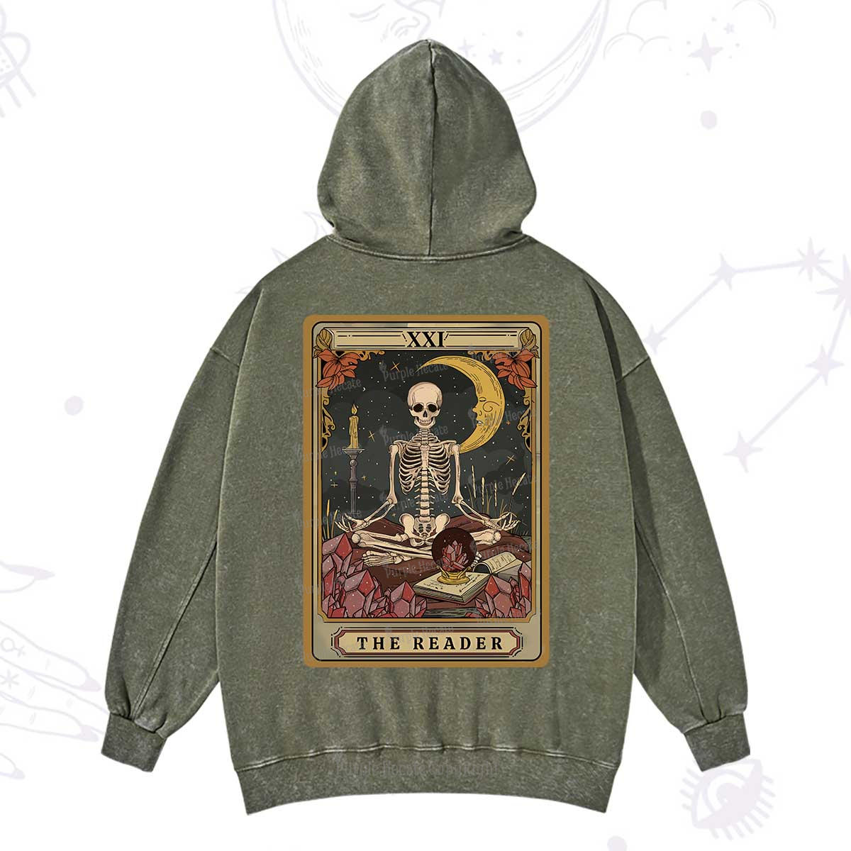 Purplehecate The Reader Tarot Washed Hoodie