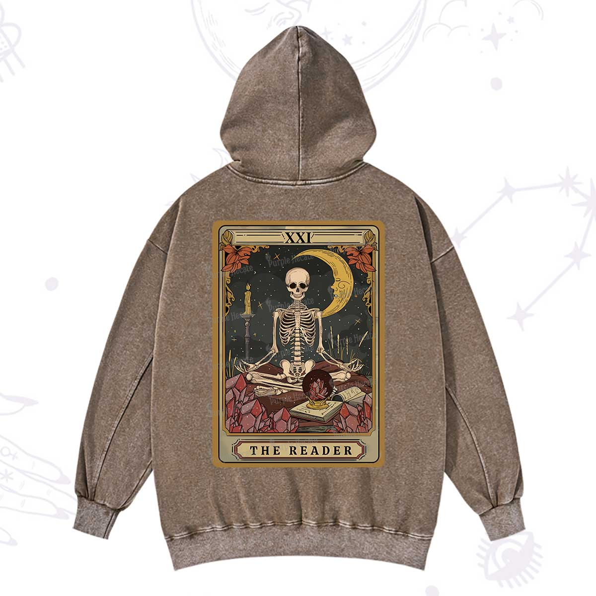 Purplehecate The Reader Tarot Washed Hoodie