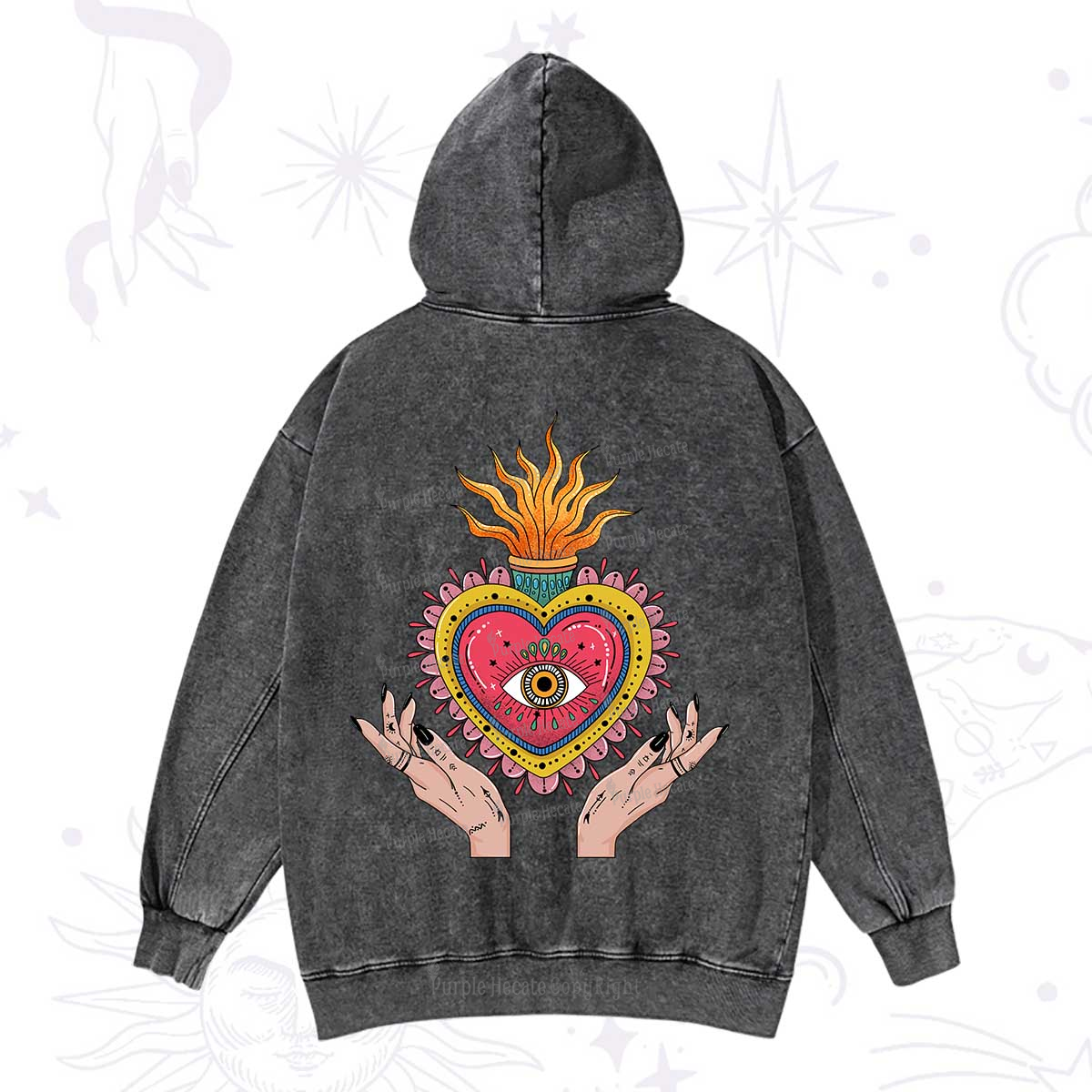 Purplehecate The Fiery Eye Washed Hoodie