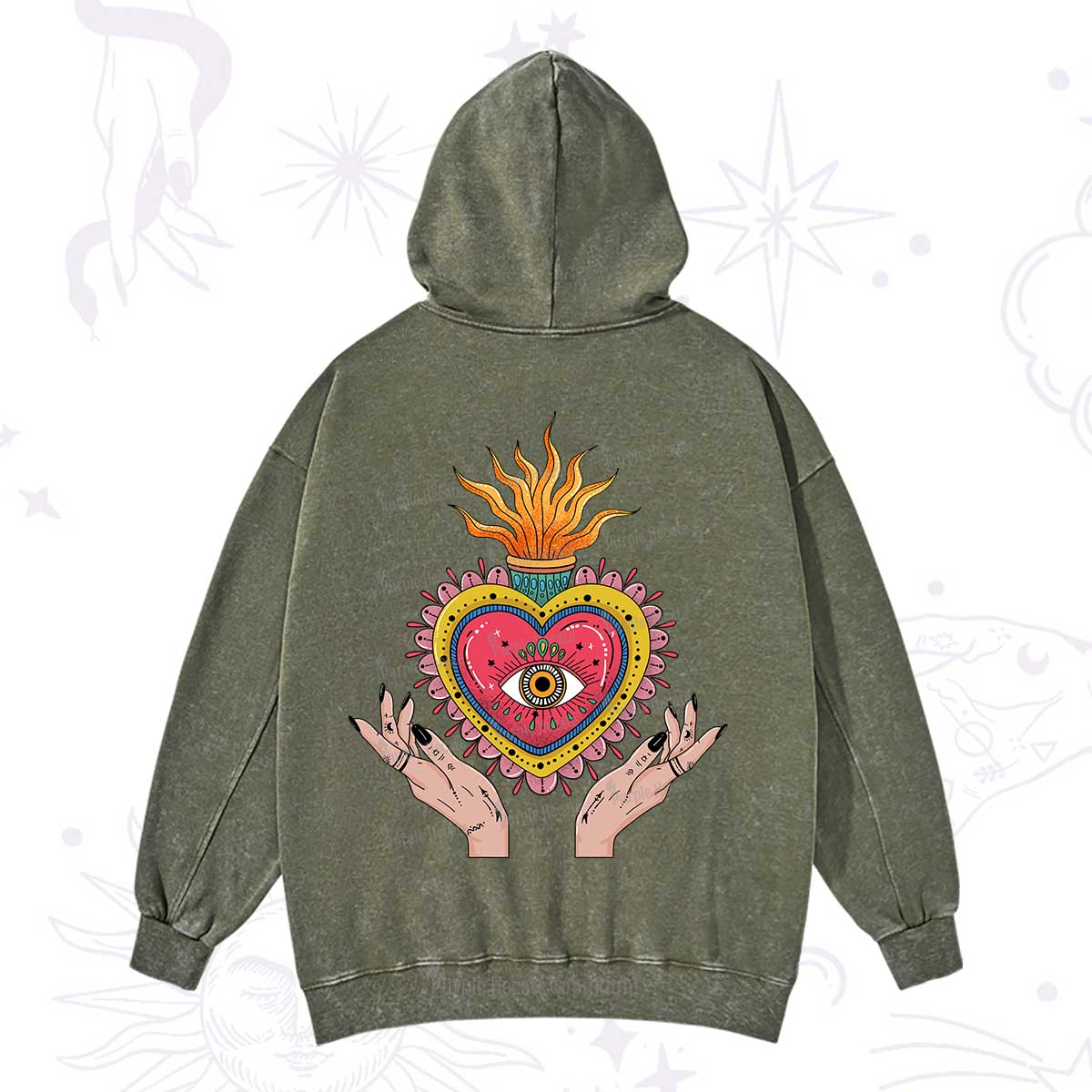 Purplehecate The Fiery Eye Washed Hoodie